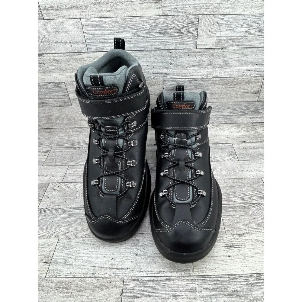 Dr. Comfort‎ Ranger 9410 Men Black Leather Hiking Boots Size 10M Therapeutic